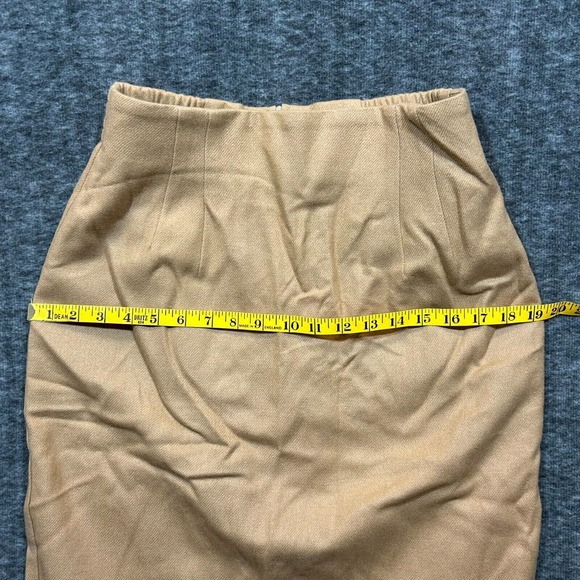 Vintage Lined 100% Wool Beige Tan Pencil Skirt Size 10 Office Career Work Slit - Picture 14 of 15